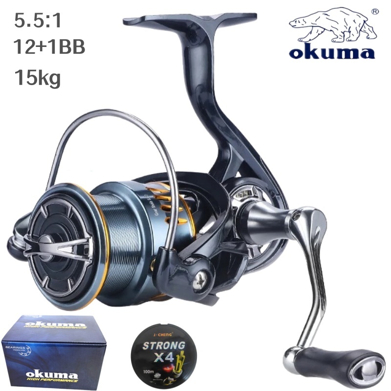 Kastking Reel Zephyr - オクマ製オールメタルスクリューインスピニングリール、1000-5000モデル、5.5:1の高速ギア比、15kgの制動力